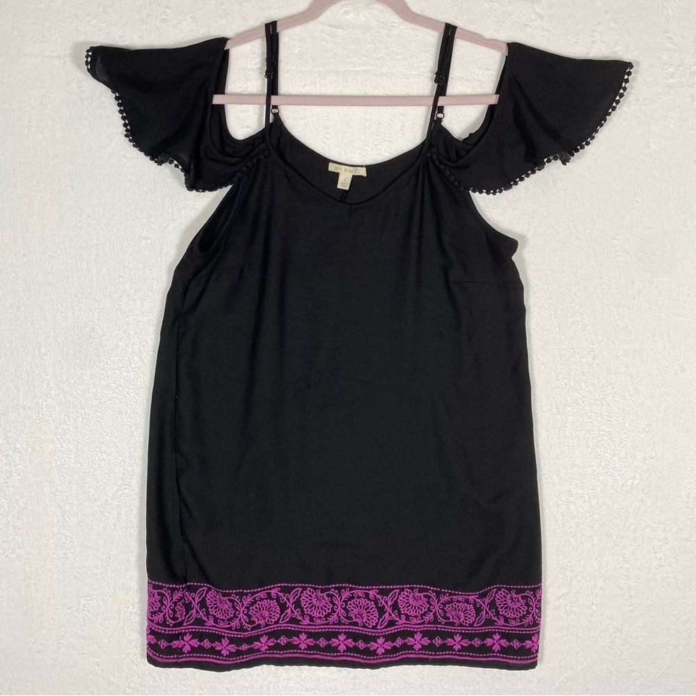 Miami Francesca's‎ Black Dress with Purple Accent Size Large